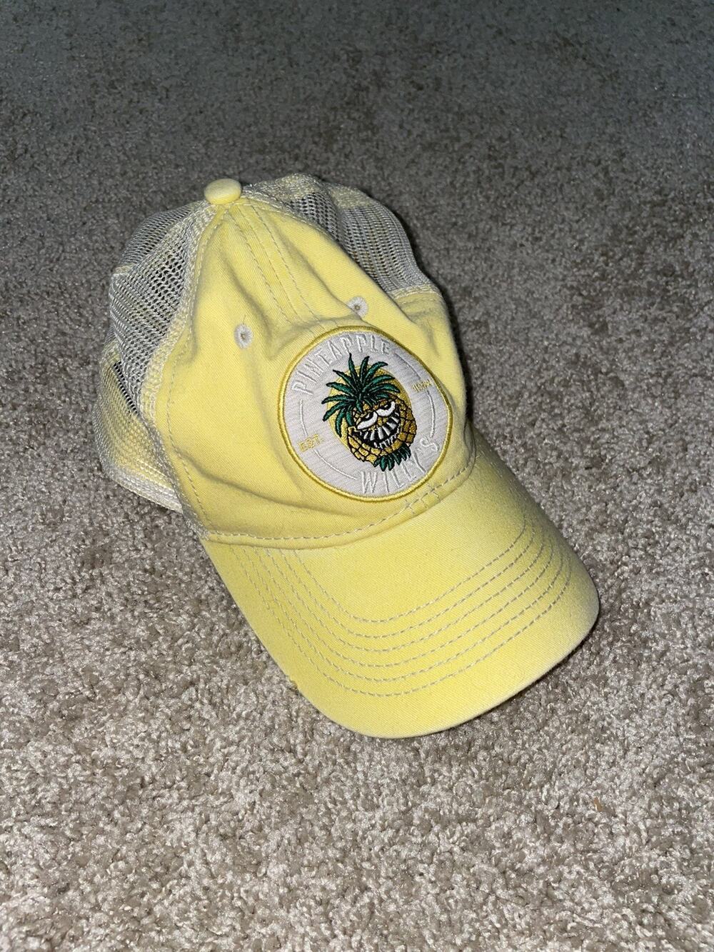 Pineapple Willy's Yellow & White Mesh Hat Adjustable Panama City Beach